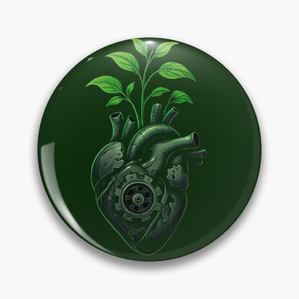 Artikelvorschau, Mechanisches Herz mit grünen Pflanzen – Nature Tech Fusion T-Shirt | Öko Cyberpunk Botanische Maschinenkunst entworfen und verkauft von KDesignCrafts.