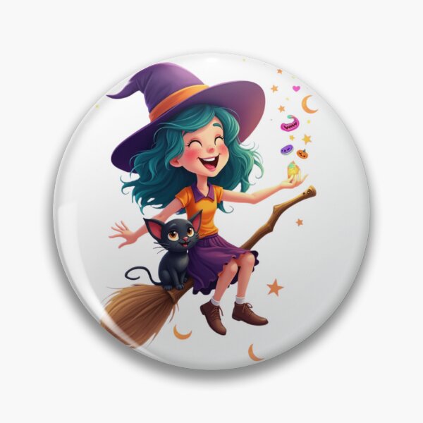 Artikelvorschau, A cheerful, cartoon-style witch entworfen und verkauft von HorizonStores.