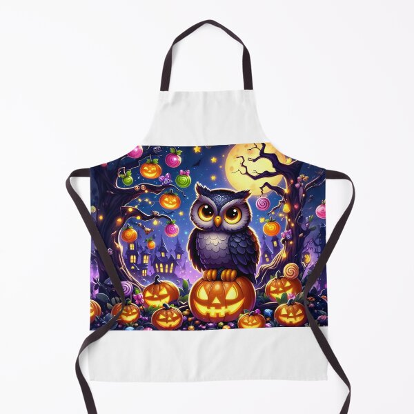 Item preview, Owl with candies and a spooky Halloween castle at night No.2 designed and sold by DreamagineArtDesign.