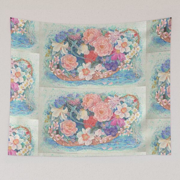 Item preview, Ephemeral Boat of Blooms: Nihonga Fantasy Art designed and sold by nakaitomoko.