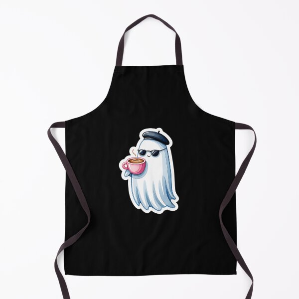Item preview, Cute ghost wearing sunglasses and beret holding a cup of coffee designed and sold by Trendsecne.