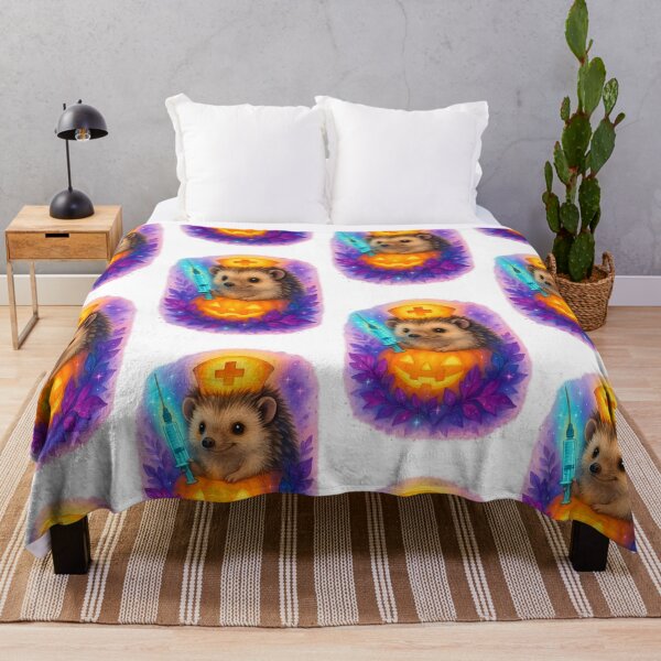 Item preview, Neon Hedgehog Nurse Halloween Art Print | Inspiring Nursing Student Gift designed and sold by ClinicalHubs.