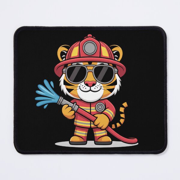 Item preview, Firefighter Tiger – Brave Tiger with Sunglasses and Water Hose designed and sold by ColorSplash123.