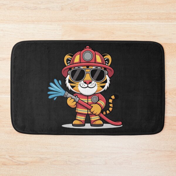 Item preview, Firefighter Tiger – Brave Tiger with Sunglasses and Water Hose designed and sold by ColorSplash123.