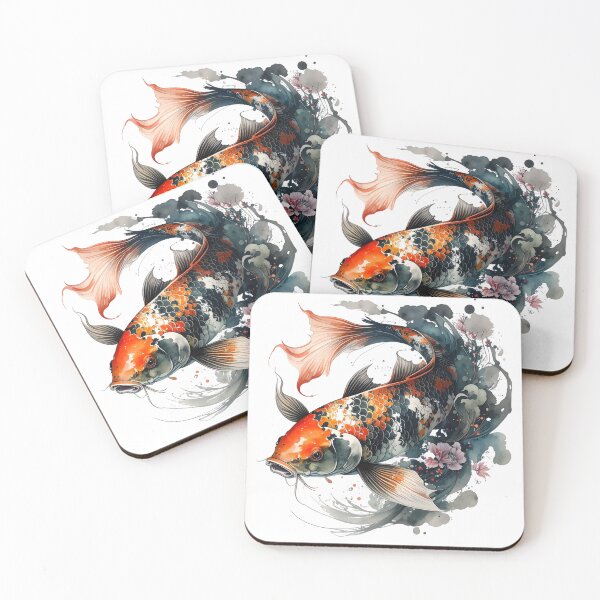Item preview, Japanese Koi Fish Watercolor Art - Strength and Flow designed and sold by FarEastStyle.