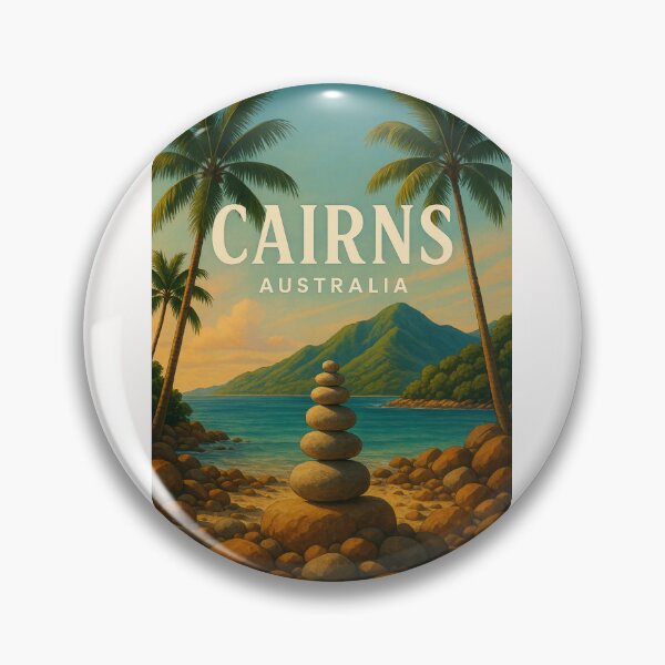 Item preview, Cairns Queensland Coastal Stacked Stones and Palms designed and sold by Places On Earth.