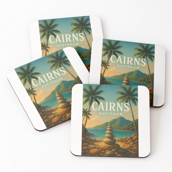Item preview, Cairns Queensland Coastal Stacked Stones and Palms designed and sold by Places On Earth.
