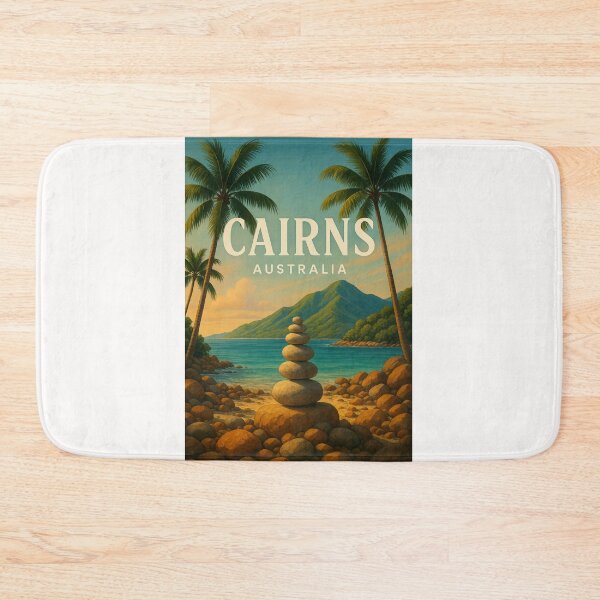 Item preview, Cairns Queensland Coastal Stacked Stones and Palms designed and sold by Places On Earth.