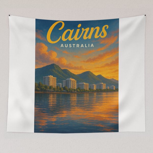Item preview, Cairns Waterfront and Coastal Mountains at Sunset designed and sold by Places On Earth.