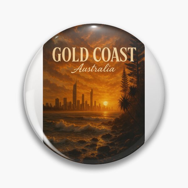 Item preview, Gold Coast Skyline at Sunset with Pacific Surf designed and sold by Places On Earth.