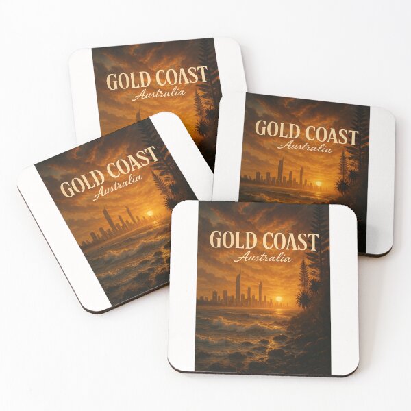 Item preview, Gold Coast Skyline at Sunset with Pacific Surf designed and sold by Places On Earth.