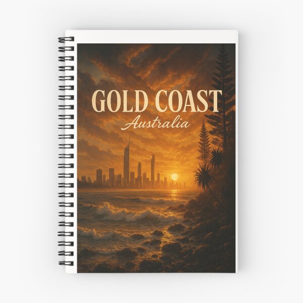 Item preview, Gold Coast Skyline at Sunset with Pacific Surf designed and sold by Places On Earth.