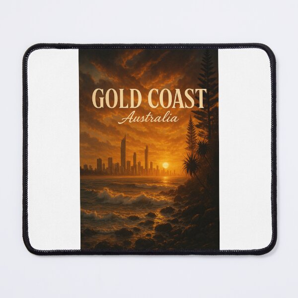 Item preview, Gold Coast Skyline at Sunset with Pacific Surf designed and sold by Places On Earth.
