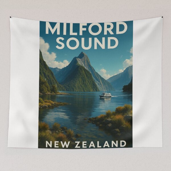 Item preview, Milford Sound with Cruise Boat, Fiordland New Zealand designed and sold by Places On Earth.