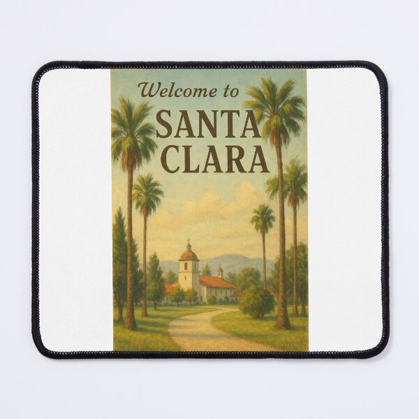 Item preview, Santa Clara Mission with Palm Trees, California designed and sold by Places On Earth.