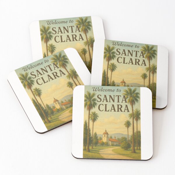 Item preview, Santa Clara Mission with Palm Trees, California designed and sold by Places On Earth.