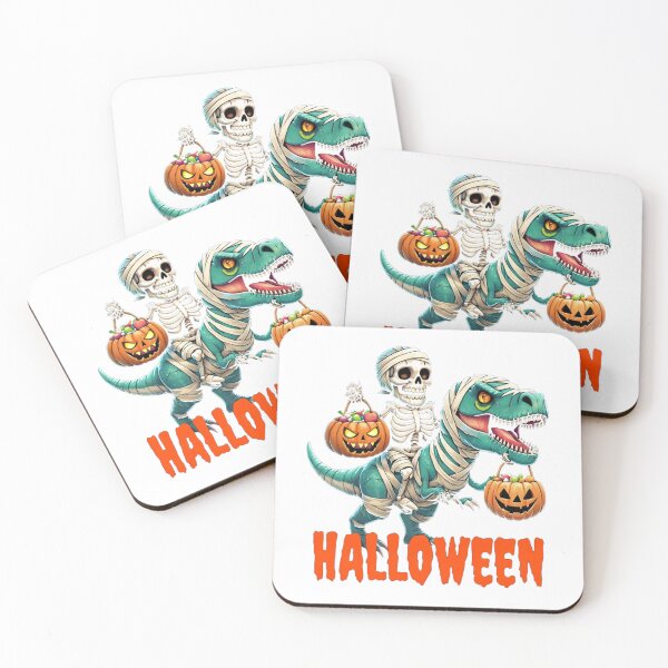 Item preview, Funny Halloween Skeleton Riding T-Rex Dinosaur designed and sold by RuweisVibes.