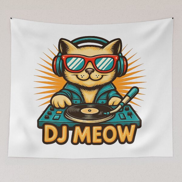 Item preview, Nighlife, party, dj cat, dj meow, clubs designed and sold by TrueArtVibes.