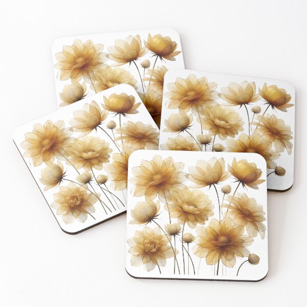 Item preview, Golden Transparent Floral Art – Elegant Botanical Design designed and sold by YRDigitalArt.