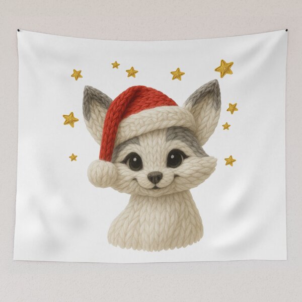 Item preview, Christmas Arctic Fox Crochet: Latch Hook Yarn Santa Hat Design designed and sold by OctonoteStudio.