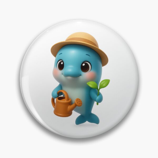 Item preview, Cute Gardener Dolphin With Watering Can | Kawaii Ocean Gardening Art designed and sold by Moons Studio.