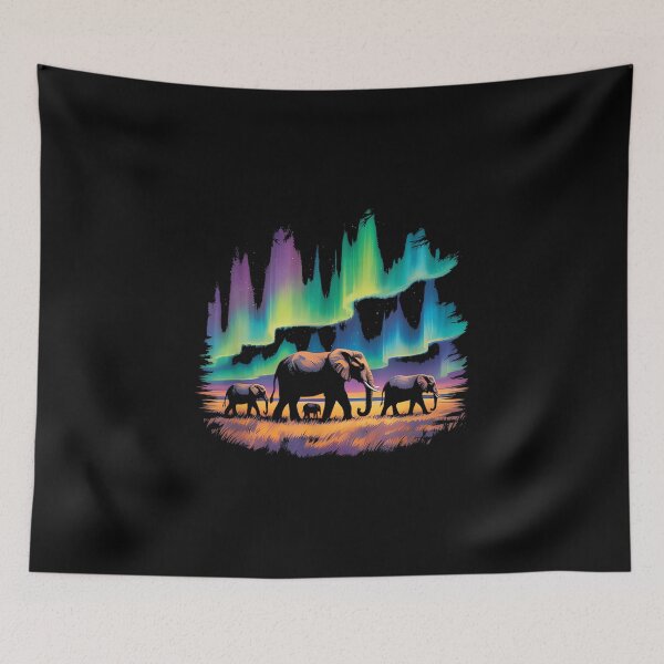 Item preview, Artistic Cute Elephant Aurora Sky Design designed and sold by ElaineOSantamar.