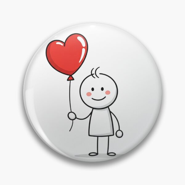 Item preview, Stick Figure with Heart Balloon – Minimalist Cute Art designed and sold by PixelVibe782.