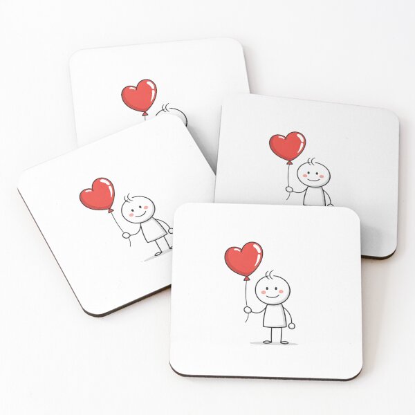 Item preview, Stick Figure with Heart Balloon – Minimalist Cute Art designed and sold by PixelVibe782.
