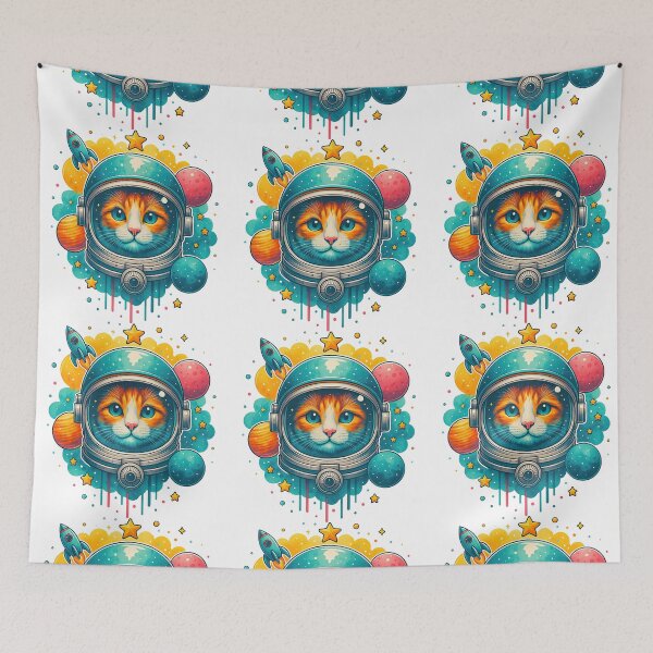 Item preview, Cosmic Astronaut Cat in Space Helmet with Planets designed and sold by ArtfulWeave.