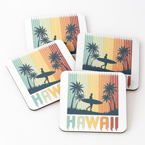 Item preview, Retro Hawaii Surfer Silhouette with Palm Trees designed and sold by ArtfulWeave.