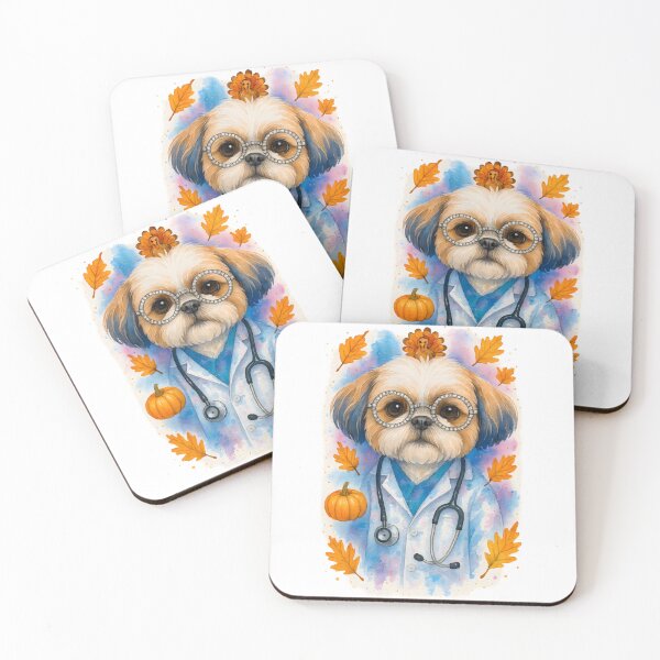 Item preview, Shih Tzu Doctor Autumn Glow Art Print | Cozy Thanksgiving Healthcare Decor designed and sold by ClinicalHubs.