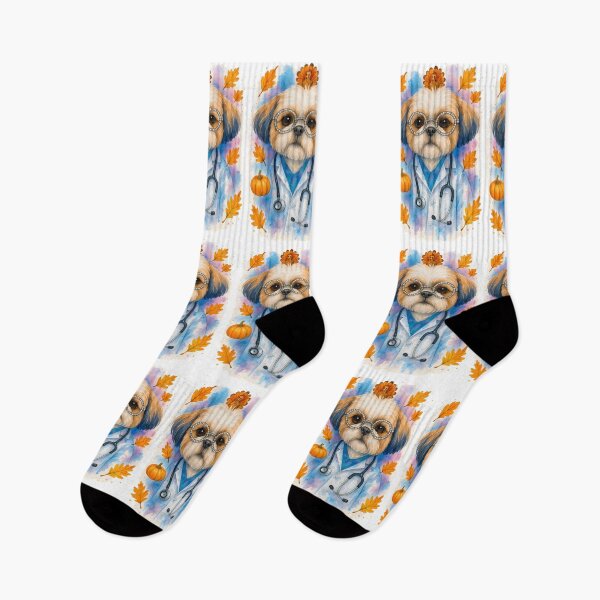 Item preview, Shih Tzu Doctor Autumn Glow Art Print | Cozy Thanksgiving Healthcare Decor designed and sold by ClinicalHubs.
