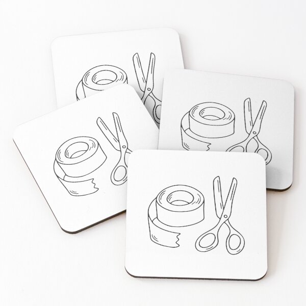 Item preview, A tape rolled beside scissors on a craft table designed and sold by rasagamastore.