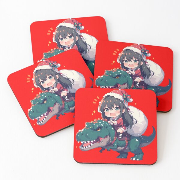Item preview, Yukino Yukinoshita Christmas Dinosaur Ride Oregairu Anime Chibi Style designed and sold by TorbenKuhano.