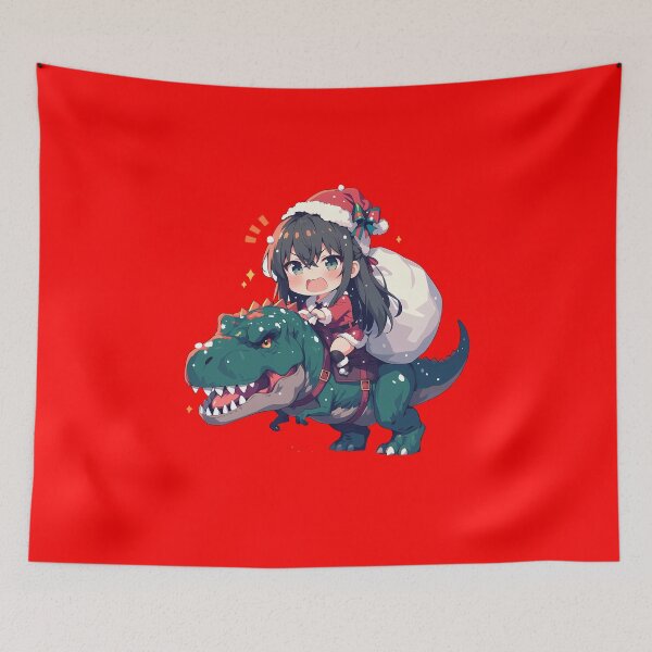 Item preview, Yukino Yukinoshita Christmas Dinosaur Ride Oregairu Anime Chibi Style designed and sold by TorbenKuhano.