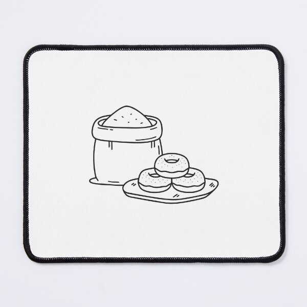 Item preview, A tapioca flour sack beside freshly fried donuts on a wire rack designed and sold by rasagamastore.