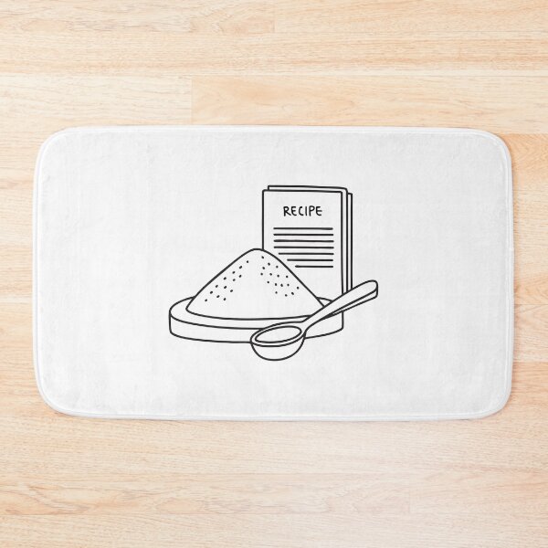 Item preview, A tapioca flour scattered beside measuring spoon and recipe card designed and sold by rasagamastore.