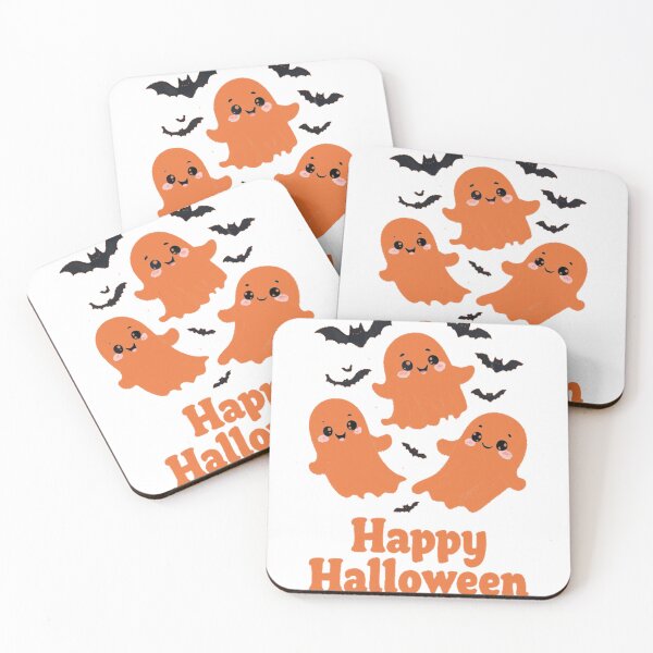Item preview, Cute Halloween Ghosts and Bats with Happy Text Design designed and sold by RuweisVibes.