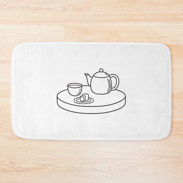 Item preview, A tea pot and cups beside sugar cubes plate on a small round table designed and sold by rasagamastore.