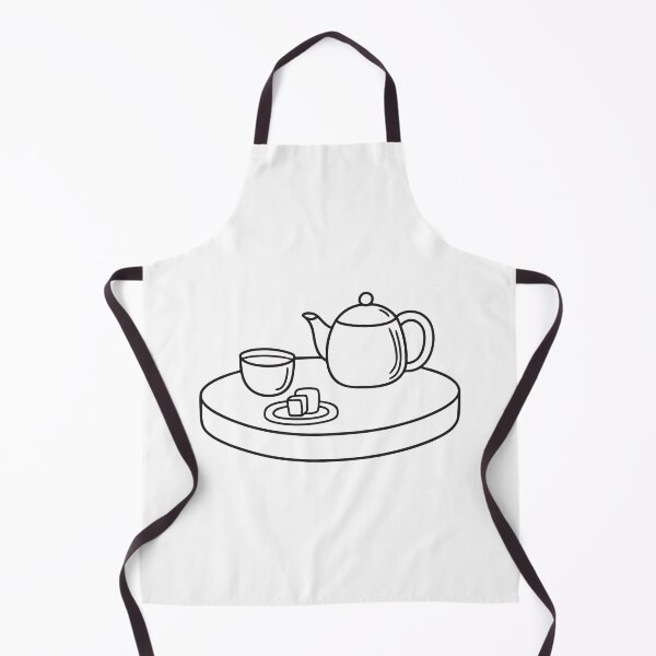 Item preview, A tea pot and cups beside sugar cubes plate on a small round table designed and sold by rasagamastore.