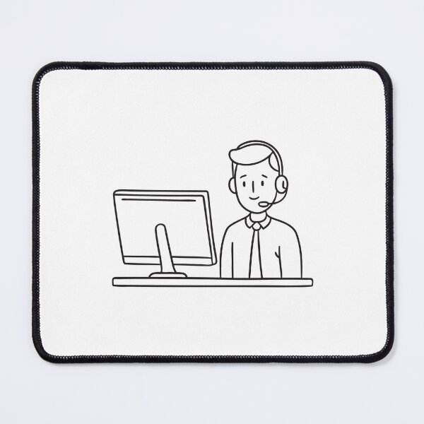 Item preview, A telemarketer wearing a headset in front a computer monitor designed and sold by rasagamastore.