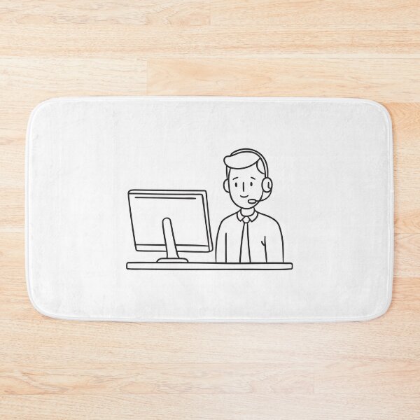 Item preview, A telemarketer wearing a headset in front a computer monitor designed and sold by rasagamastore.