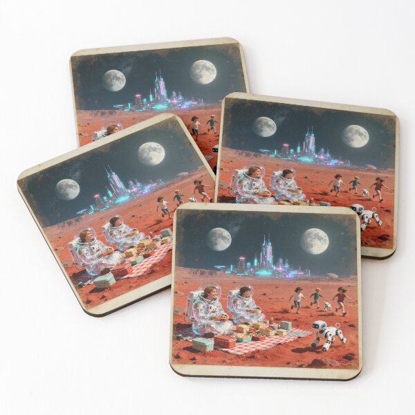 Item preview, Martian Picnic Dreams – Family, Stars & Future between Rocks, Robot & Galactic Glow designed and sold by FotoworldEdel.