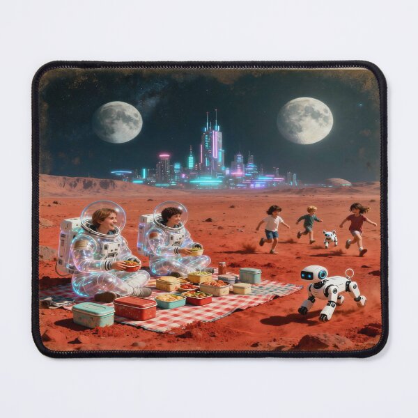 Item preview, Martian Picnic Dreams – Family, Stars & Future between Rocks, Robot & Galactic Glow designed and sold by FotoworldEdel.