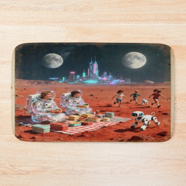 Item preview, Martian Picnic Dreams – Family, Stars & Future between Rocks, Robot & Galactic Glow designed and sold by FotoworldEdel.
