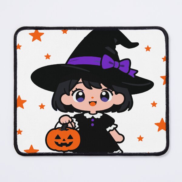 Item preview, Witchy Halloween Kawaii Sticker – Cute Anime Witch with Pumpkin designed and sold by samshopindia.