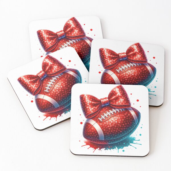 Item preview, Sparkly Red Football with Sequin Bow and Paint Splashes designed and sold by ArtfulWeave.