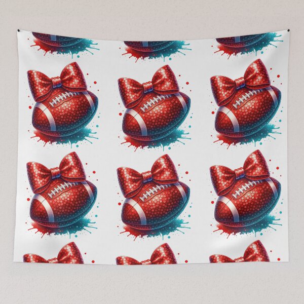 Item preview, Sparkly Red Football with Sequin Bow and Paint Splashes designed and sold by ArtfulWeave.
