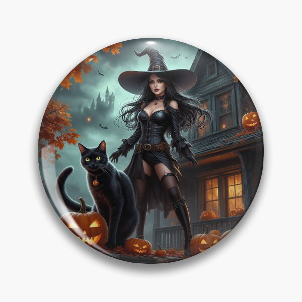 Item preview, Witch and Black Cat – Halloween Magic Night designed and sold by AmetistLight.