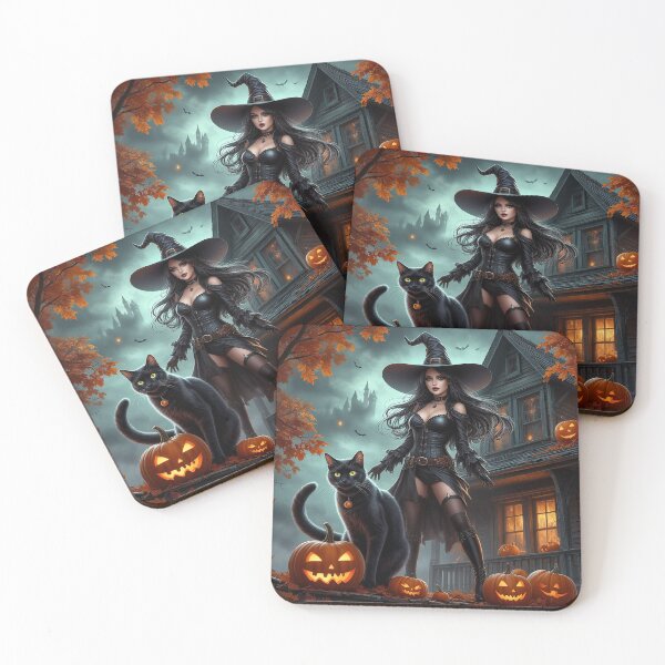 Item preview, Witch and Black Cat – Halloween Magic Night designed and sold by AmetistLight.